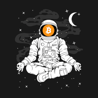 Astronaut Yoga Bitcoin BTC Coin To The Moon Crypto Token Cryptocurrency Blockchain Wallet Birthday Gift For Men Women Kids T-Shirt