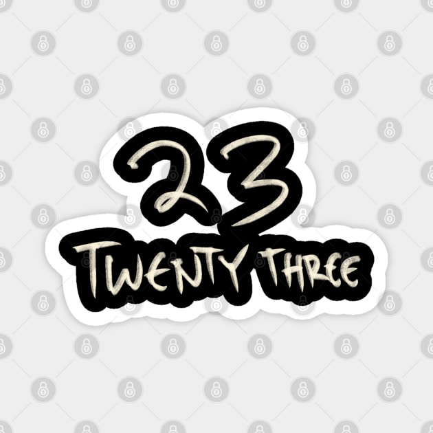 Hand Drawn Letter Number 23 Twenty Three Magnet by Saestu Mbathi