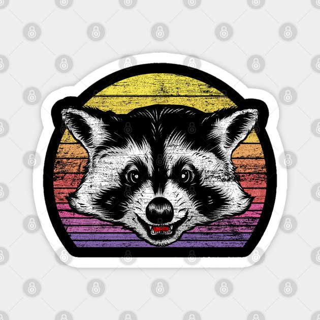 retro raccoon grunge Magnet by ShirtsShirtsndmoreShirts