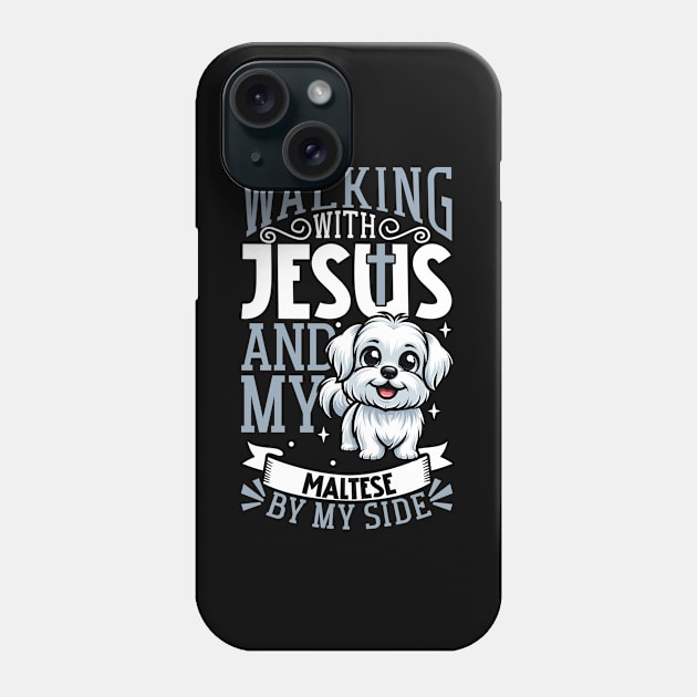 Jesus and dog - Maltese Phone Case by Modern Medieval Design