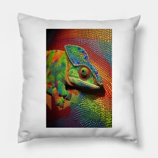 Reptile Lover and Lizard Lover Op Art Chameleon Pillow