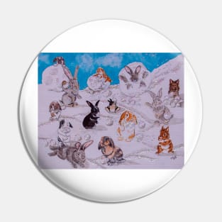 Bunny Snowball Fight Pin