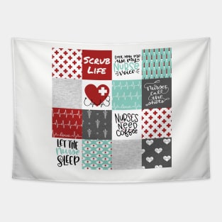 Copy of Nurse Patchwork - red/aqua Tapestry