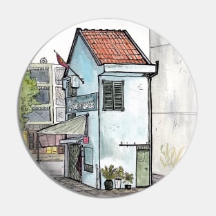 Tinyhouse Saigon (Ho Chi Minh City) Vietnam Watercolor Illustration Pin
