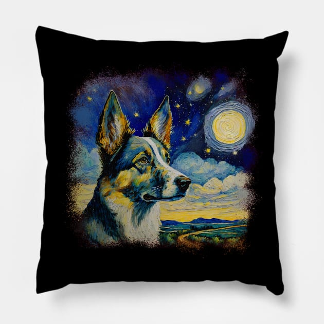 Australian Blue Cattle Dog by VanGogh Pillow by Midcenturydave
