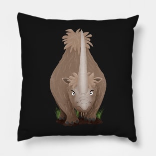 Cute woolly rhino elasmotherium cartoon Pillow