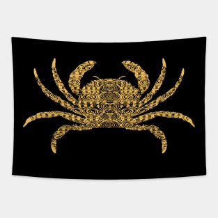 Golden Hawaiian Patterned Polynesian Crab Tapestry