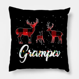 Grampa Reindeer Plaid Pajama Shirt Family Christmas Pillow