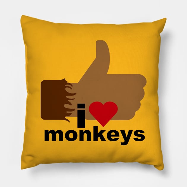 I Love Monkeys Pillow by MikeDelamont