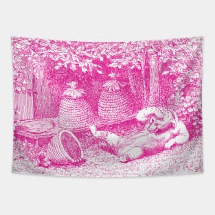 Bear Stung By Bees BubbleGum Pink Tapestry