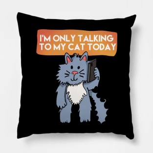 I'm Only Talking To My Cat Today Orange Pillow