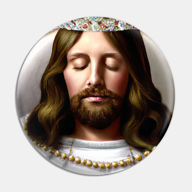 3D Look Artificial Intelligence Art of Christ The King with His Hands Folded  in Prayer Pin by Artist4God