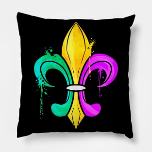 Green, Golden and Purple Fleur De Lis Pillow