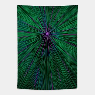 A colorful hyperdrive explosion - green with purple highlights version Tapestry
