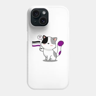 Cute Cat Holding Asexual Pride Flag Phone Case