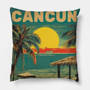 Cancun, Mexico, Travel Poster Pillow