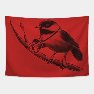 Chickadee Birding (Transparent) Tapestry