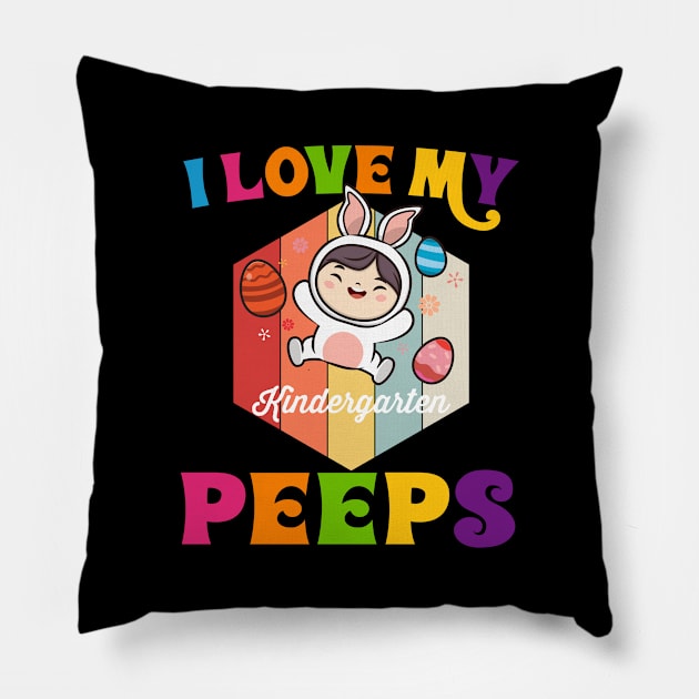 Funny I Love My Kindergarten Peeps teacher Easter Bunny Egg Classic Pillow by kevenwal