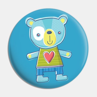 Blue Teddy Bear Cartoon Pin