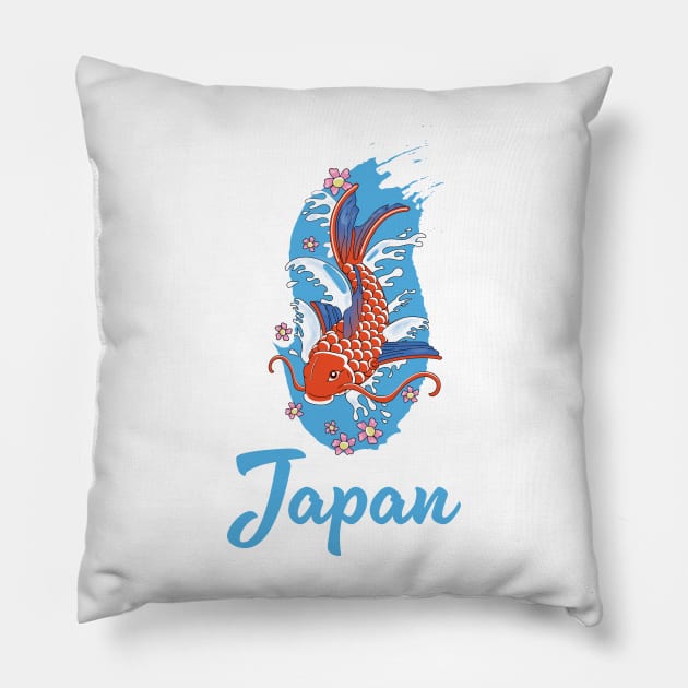 Japan Koi travel logo Pillow by nickemporium1