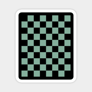 Tea Green and Black Chessboard Pattern Magnet