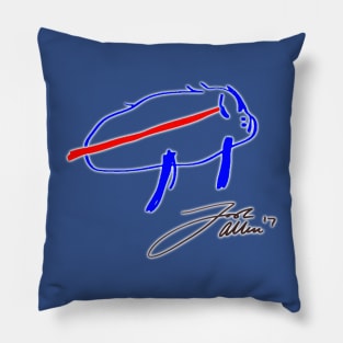 Josh Allen Drawing Bills Logo + Signature Pillow