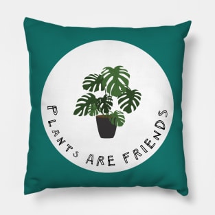 Plants are Friends Monstera Plant Illustration Pillow