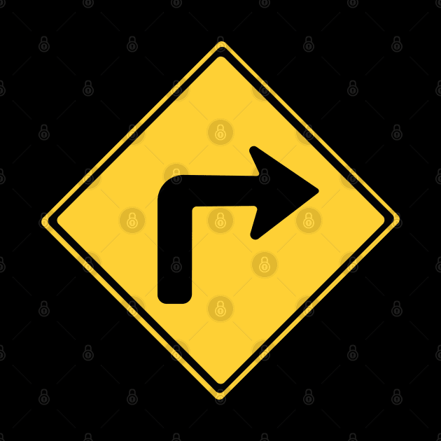 Shape Turn Right Turn Warning Sign by DiegoCarvalho