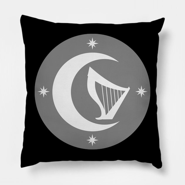 Those Who Harp (silver on gray) Pillow by ProgBard