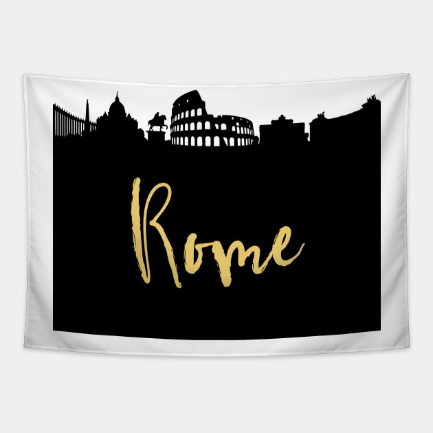 ROME ITALY DESIGNER SILHOUETTE SKYLINE ART Tapestry by deificusArt