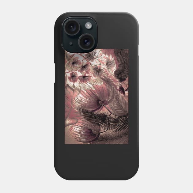 DUSKY PINK LARGE ART DECO ABSTACT FERNS FLOWERS & TRIFFIDS Phone Case by jacquline8689