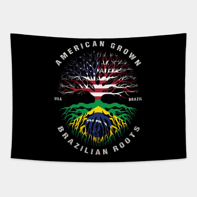 American Grown Brazilian Roots Brazil Flag Tapestry by heart teeshirt