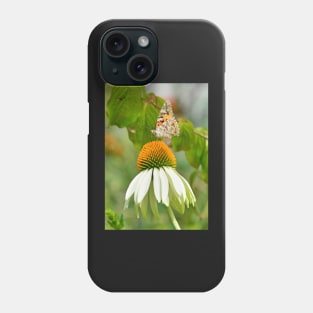 White Swan Echinacea with Butterfly Phone Case