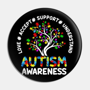 Autism Love Accept Support Autistic Autism Awareness Pin