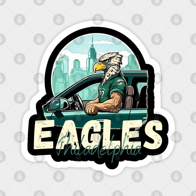 Philadelphia eagles football player graphic design cartoon style beautiful artwork Magnet by Nasromaystro