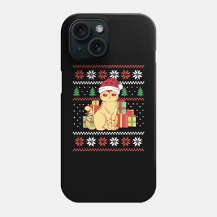 Christmas cat ugly sweater Phone Case