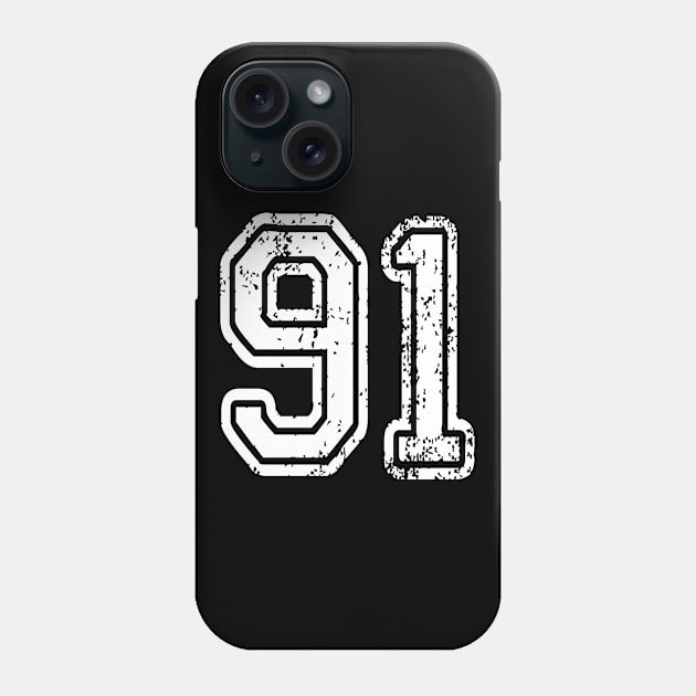 Number 91 Grungy in white Phone Case by Sterling