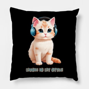 Cute Cat with Headphone Pillow