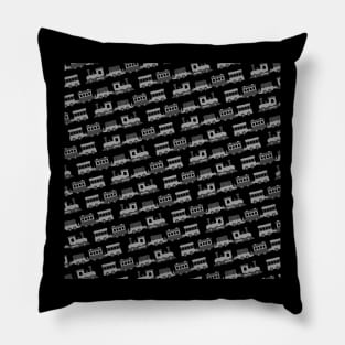 Railfan Wooden Train Black and Gray Pattern Pillow