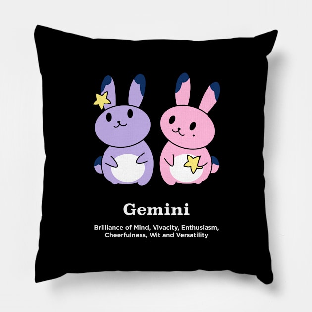 Gemini Horoscope Anime Zodiac Sign May and June Birthday Pillow by TheBeardComic