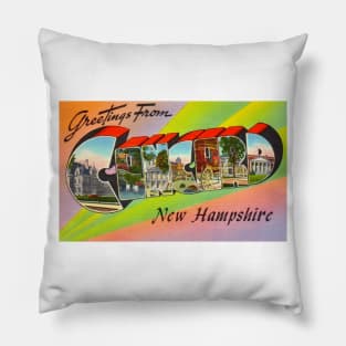 Greetings from Concord, New Hampshire - Vintage Large Letter Postcard Pillow