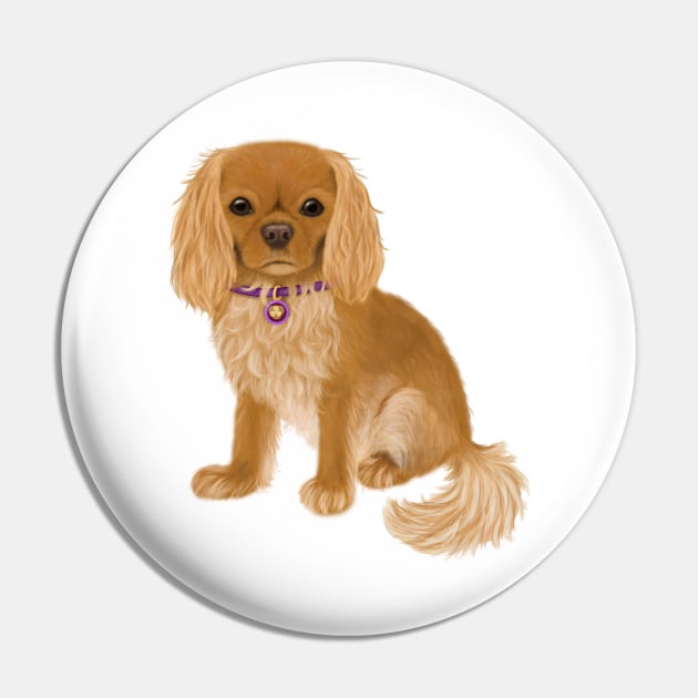 Ruby Cavalier King Charles Spaniel Original Design Pin by Cavalier Gifts