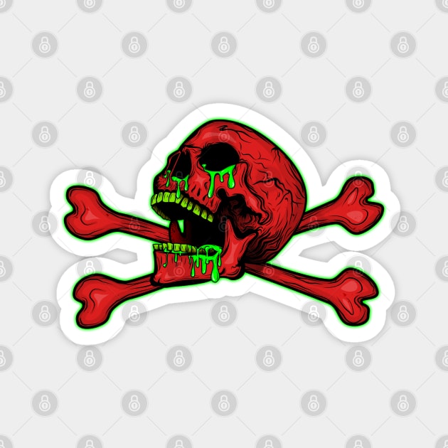 Toxic Skull and crossbones Magnet by NateArtDesign