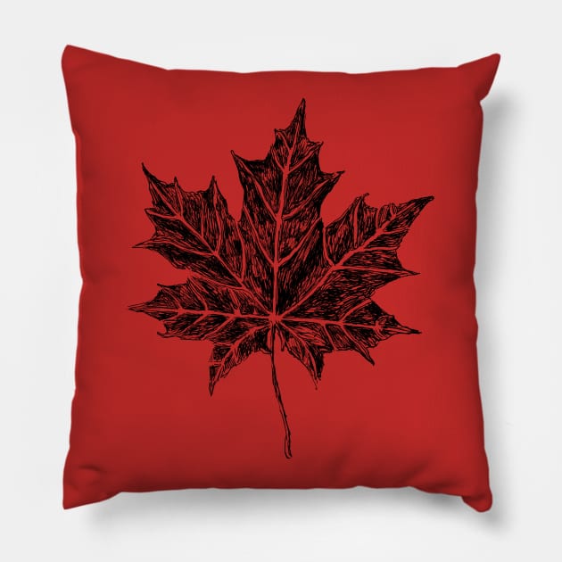 Maple Leaf Sketch Pillow by rachelsfinelines