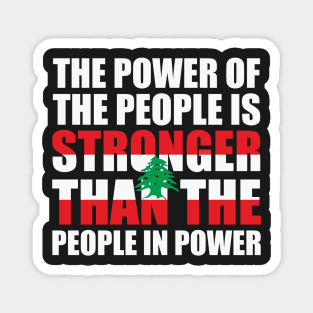 Lebanon The Power of The People Solidarity Lebanese Flag Design - wht Magnet