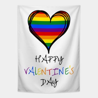 "Happy Valentine's Day" Rainbow Colors Tapestry