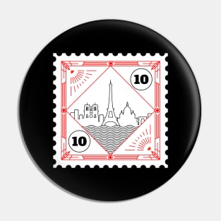 Paris Stamp Design Pin