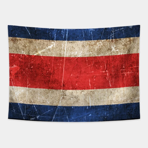 Vintage Aged and Scratched Costa Rican Flag Tapestry by jeffbartels