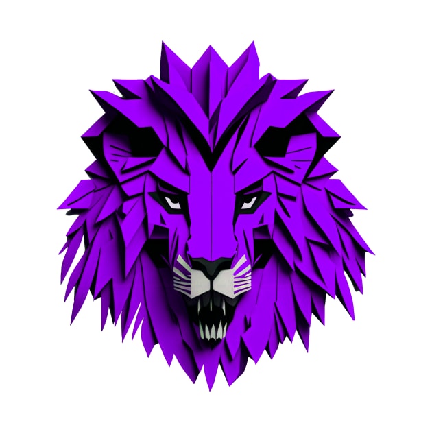 Origami Purple LIon by Squidoink