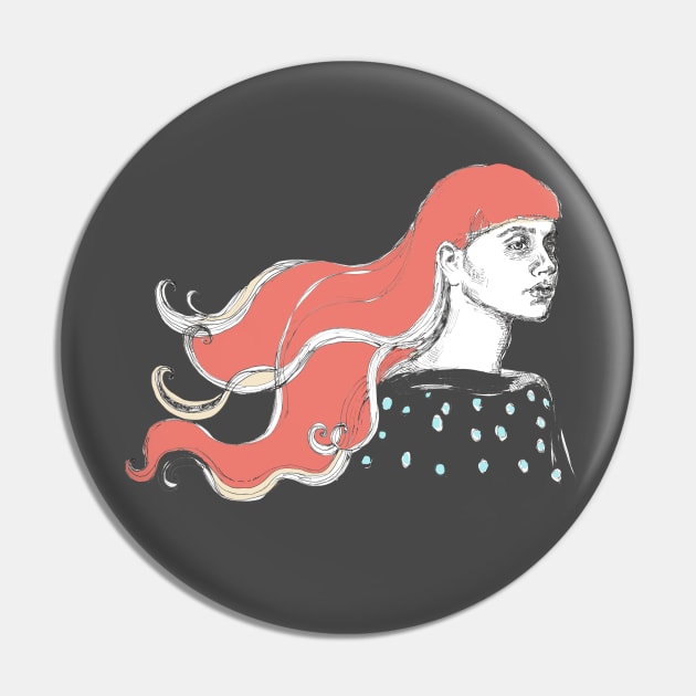 Girl With Red Hair Pin by FanitsaArt